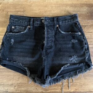 Free People We The Free Black Distressed Cutoff Denim Shorts